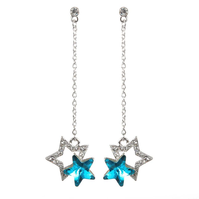 Moda Azul Púrpura Estrellas Cuelga El Pendiente De Diamantes De Imitación De Cristal Pendientes Lindos Regalo Para Las Mujeres