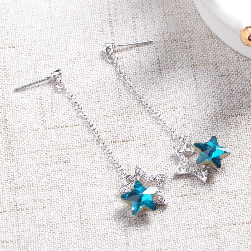 Moda Azul Púrpura Estrellas Cuelga El Pendiente De Diamantes De Imitación De Cristal Pendientes Lindos Regalo Para Las Mujeres