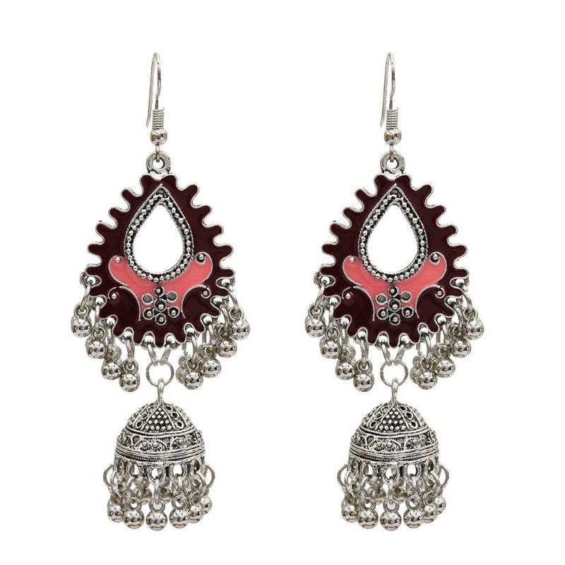 Pendiente De Borla Bohemio Pendientes De Gota De Campana De Hallow Pendientes De Plata Retro Para Mujer