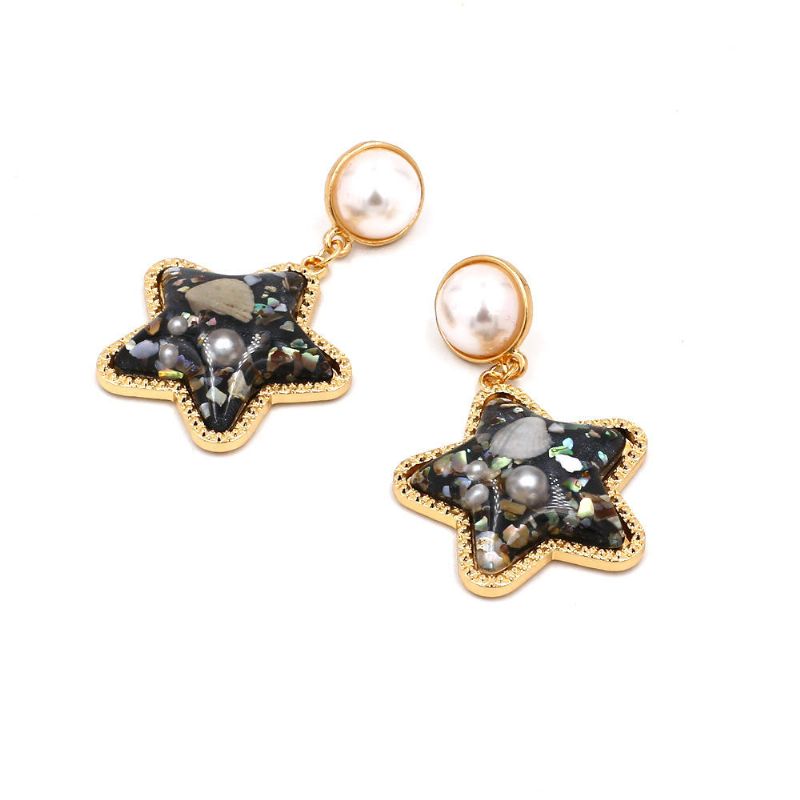 Pendiente De Estrella De Concha Bohemia Pendientes De Perlas De Diamantes De Imitación Para Mujer Estilo De Playa