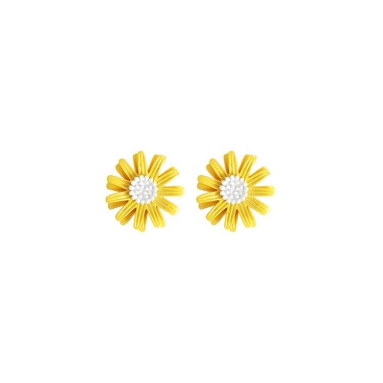 Pendiente Lindo Pendientes De Botón De Flor De Margarita Dulce Pendientes De Moda Amarillo Blanco Para Mujer