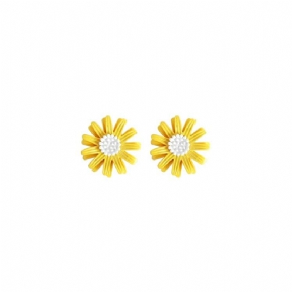 Pendiente Lindo Pendientes De Botón De Flor De Margarita Dulce Pendientes De Moda Amarillo Blanco Para Mujer