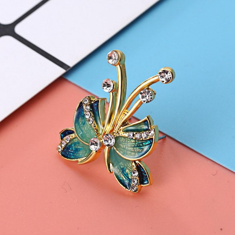 Pendiente De Oro De Mariposa De Lujo Diamantes De Imitación De Cerámica Dulce Regalo De Cristal Para Mujer