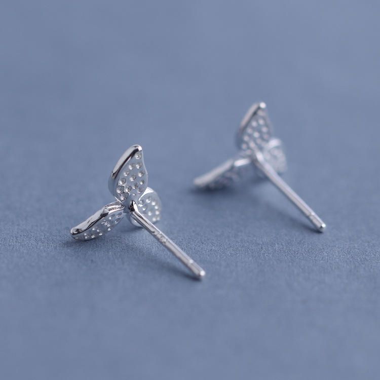 Pendiente De Plata Esterlina 925 Dulce Hoja De Moda Pendientes De Botón Con Encanto Simple Regalo Para Niñas Mujeres