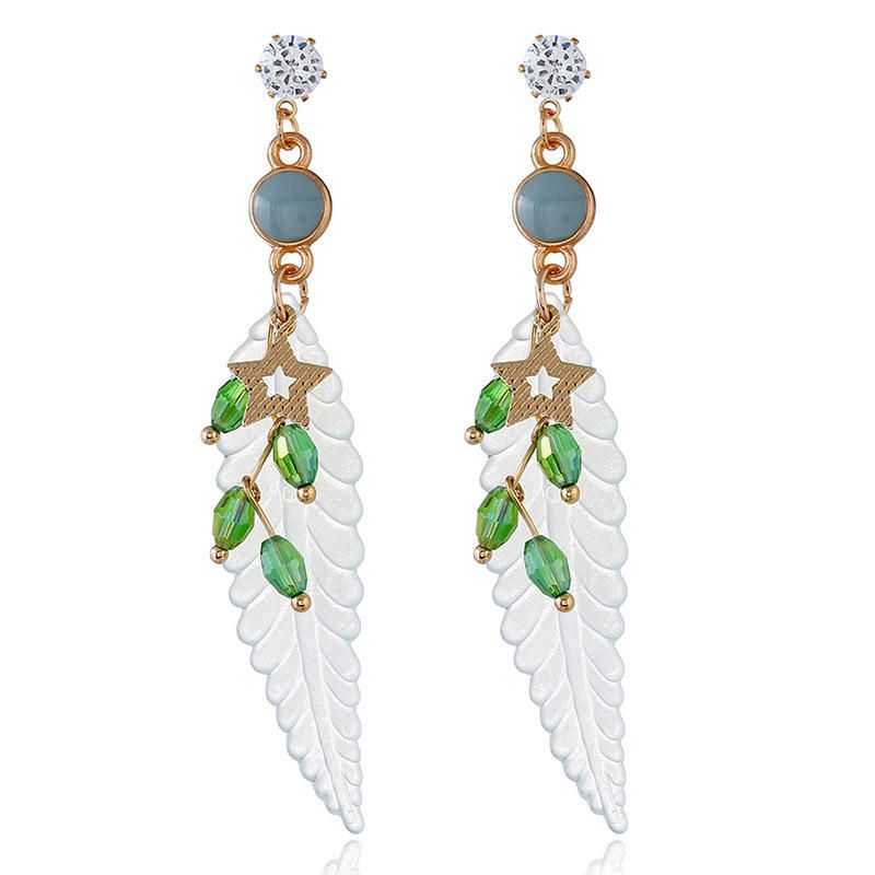 Pendiente De Plumas De Moda Pendientes Colgantes De Acrílico Con Diamantes De Imitación De Estrella Regalo Para Niñas Mujeres