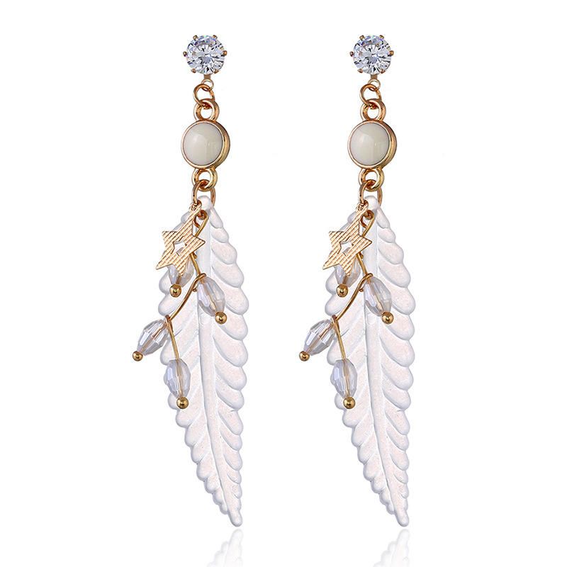 Pendiente De Plumas De Moda Pendientes Colgantes De Acrílico Con Diamantes De Imitación De Estrella Regalo Para Niñas Mujeres