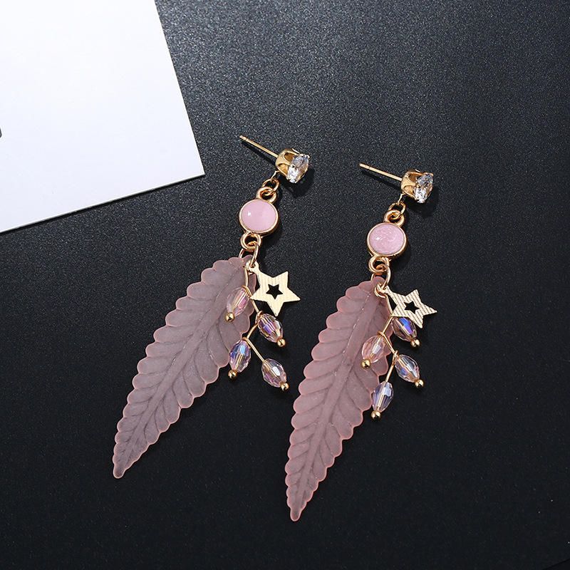 Pendiente De Plumas De Moda Pendientes Colgantes De Acrílico Con Diamantes De Imitación De Estrella Regalo Para Niñas Mujeres