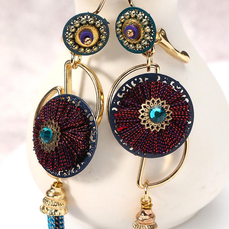 Pendientes Bohemios De Lujo Chapado En Oro Flor Encanto Borla Colgante Oreja Gota Joyería Boho Para Mujeres