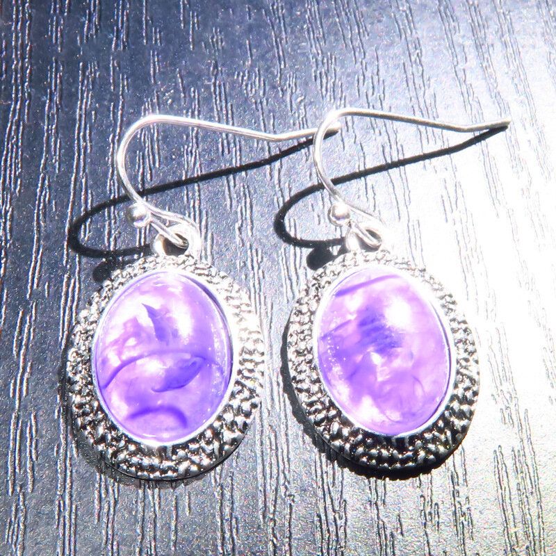 Pendientes Colgantes De Cristal Púrpura Geométrico Vintage Pendientes De Piedras Preciosas Irregulares De Metal