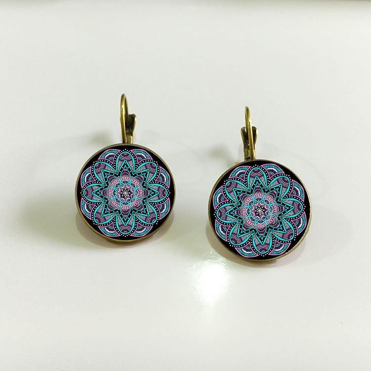 Pendientes Colgantes De Flores Bohemias Pendientes Étnicos Pendientes Con Estampado De Flores Moradas Para Mujer