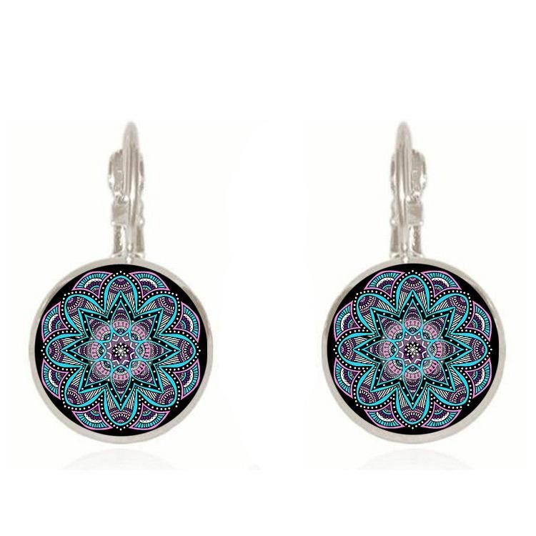 Pendientes Colgantes De Flores Bohemias Pendientes Étnicos Pendientes Con Estampado De Flores Moradas Para Mujer