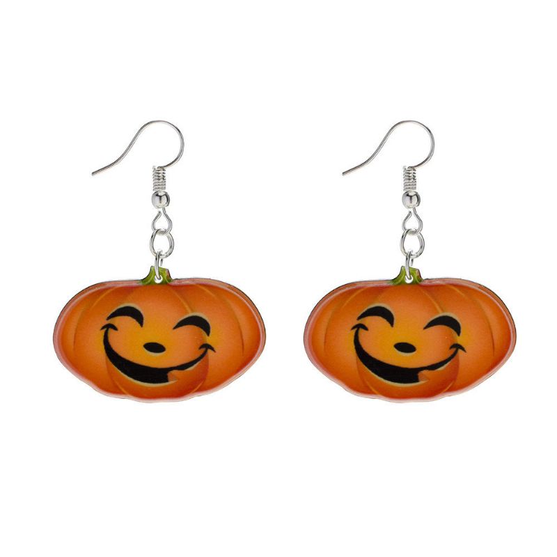 Pendientes Colgantes De Sonrisa De Calabaza De Moda Pendiente De Dibujos Animados De Resina De Halloween Estereoscópico 3d Divertido