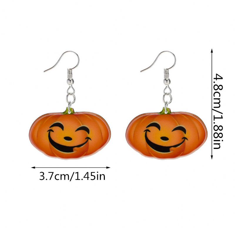 Pendientes Colgantes De Sonrisa De Calabaza De Moda Pendiente De Dibujos Animados De Resina De Halloween Estereoscópico 3d Divertido