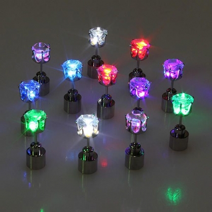 Pendientes Con Flor Intermitente Led Perno Prisionero Perfecto Para Accesorios De Fiesta De Navidad