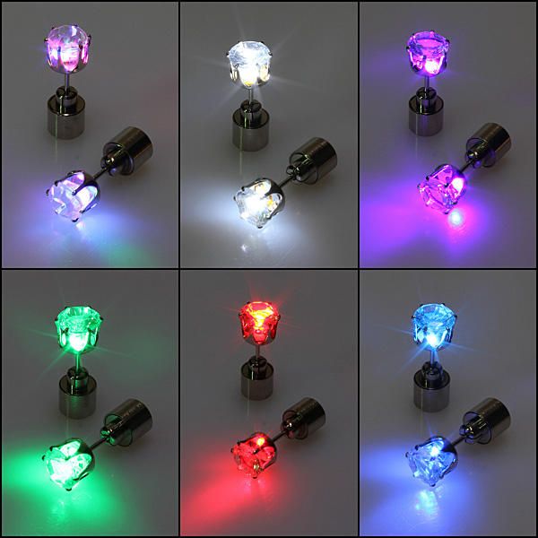 Pendientes Con Flor Intermitente Led Perno Prisionero Perfecto Para Accesorios De Fiesta De Navidad