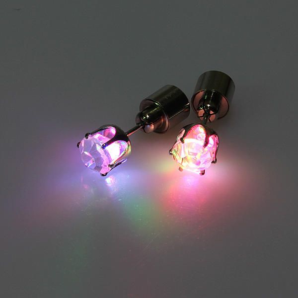 Pendientes Con Flor Intermitente Led Perno Prisionero Perfecto Para Accesorios De Fiesta De Navidad