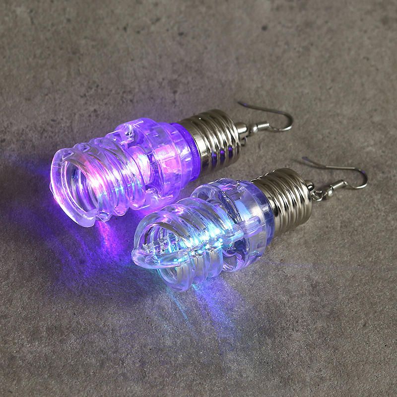 Pendientes Con Forma De Bombilla Led Lindos Accesorios De Fiesta Para Mujeres