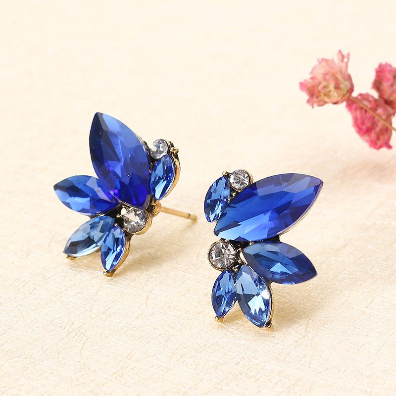 Pendientes De Diamantes De Imitación De Flores Con Alas De Cristal Elegantes Regalo Para Ella