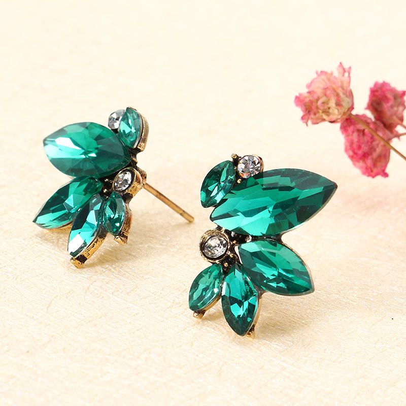 Pendientes De Diamantes De Imitación De Flores Con Alas De Cristal Elegantes Regalo Para Ella