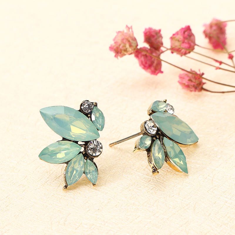 Pendientes De Diamantes De Imitación De Flores Con Alas De Cristal Elegantes Regalo Para Ella