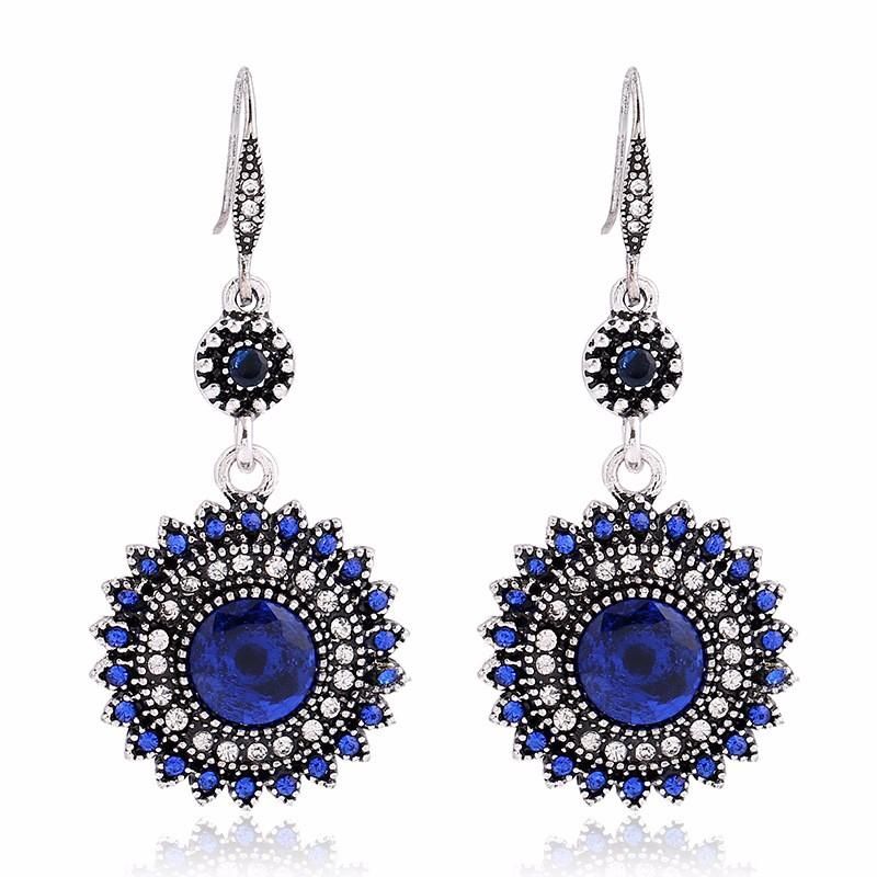 Pendientes De Diamantes De Imitación Turquesa Con Colgante De Gota De Oreja Retro Bohemio Regalo Para Mujer