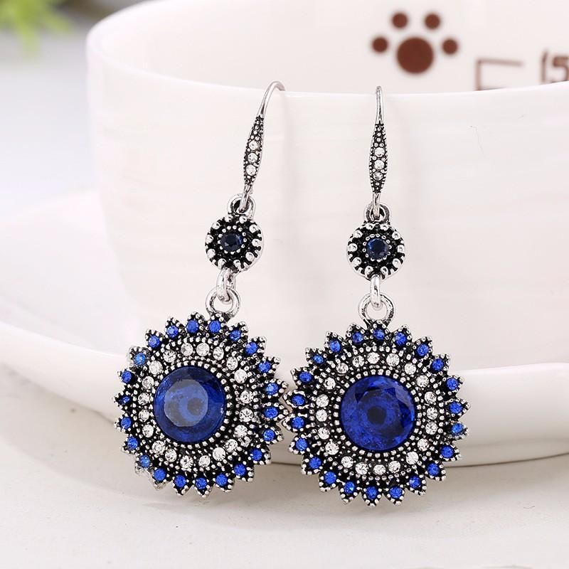 Pendientes De Diamantes De Imitación Turquesa Con Colgante De Gota De Oreja Retro Bohemio Regalo Para Mujer