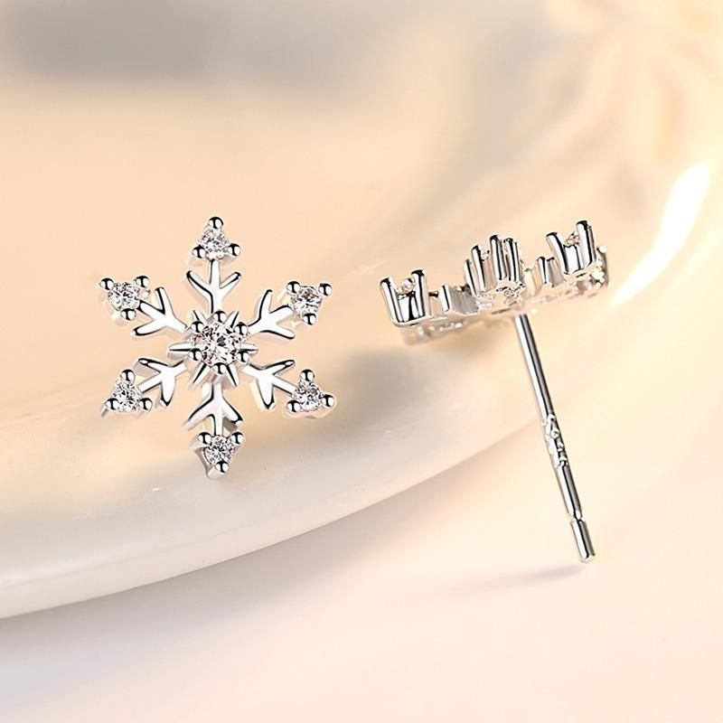 Pendientes Elegantes De Circonita De Copo De Nieve Pendiente De Regalo De Navidad Dulce Para Mujer