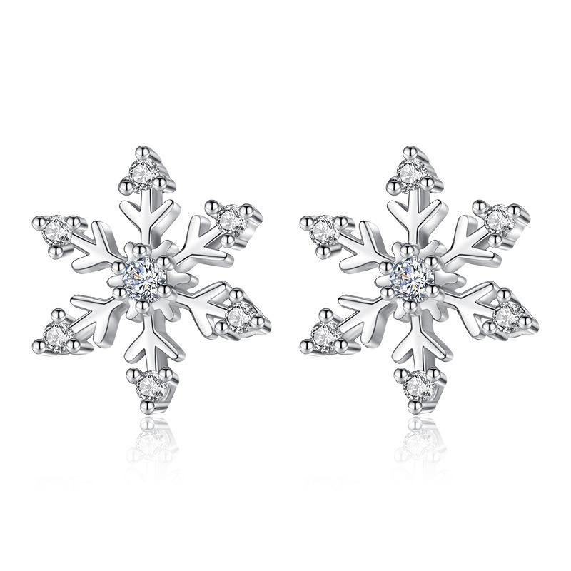 Pendientes Elegantes De Circonita De Copo De Nieve Pendiente De Regalo De Navidad Dulce Para Mujer