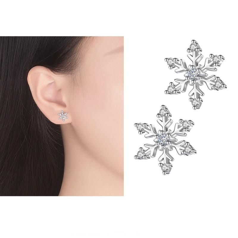 Pendientes Elegantes De Circonita De Copo De Nieve Pendiente De Regalo De Navidad Dulce Para Mujer