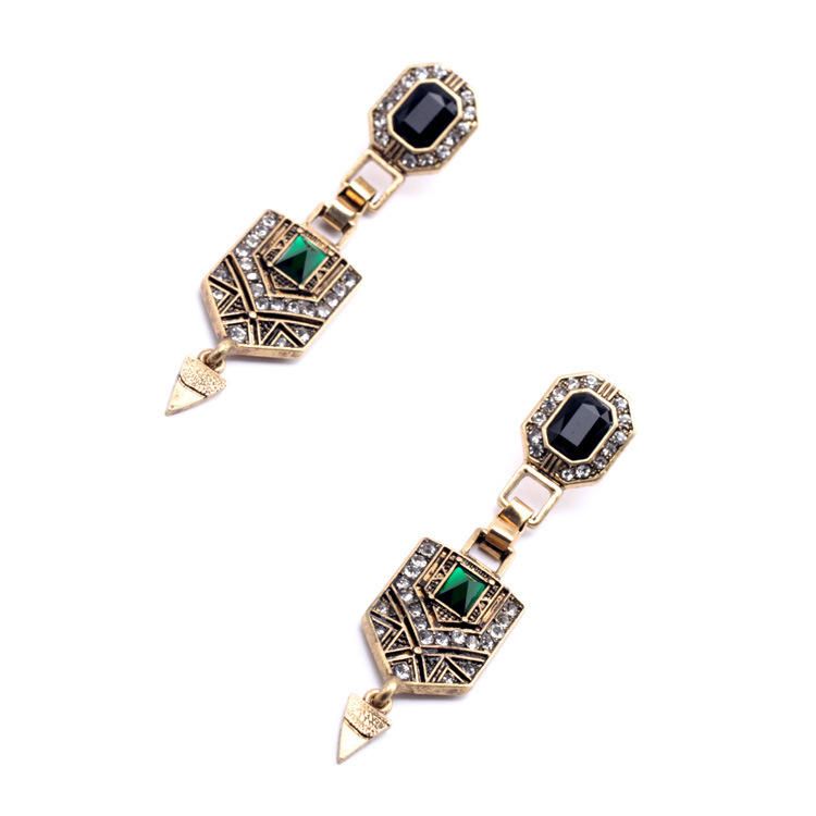 Pendientes De Estilo Largo Con Pendientes De Diamantes De Imitación Con Forma De Gota De Diamantes Esmeralda Retro Para Mujer