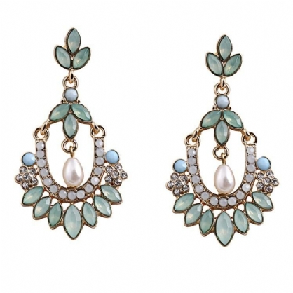 Pendientes De Flor De Gota De Giamond De Piedras Preciosas De Perlas De Moda