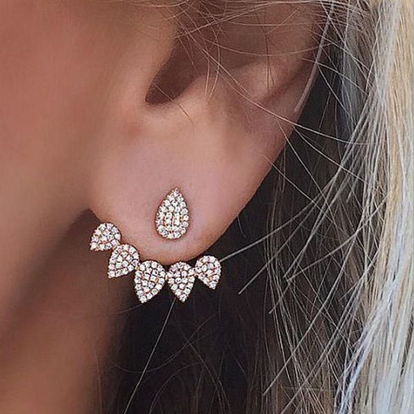 Pendientes De Flores De Moda Oro Plata Diamantes De Imitación Completos Regalo Para Mujer