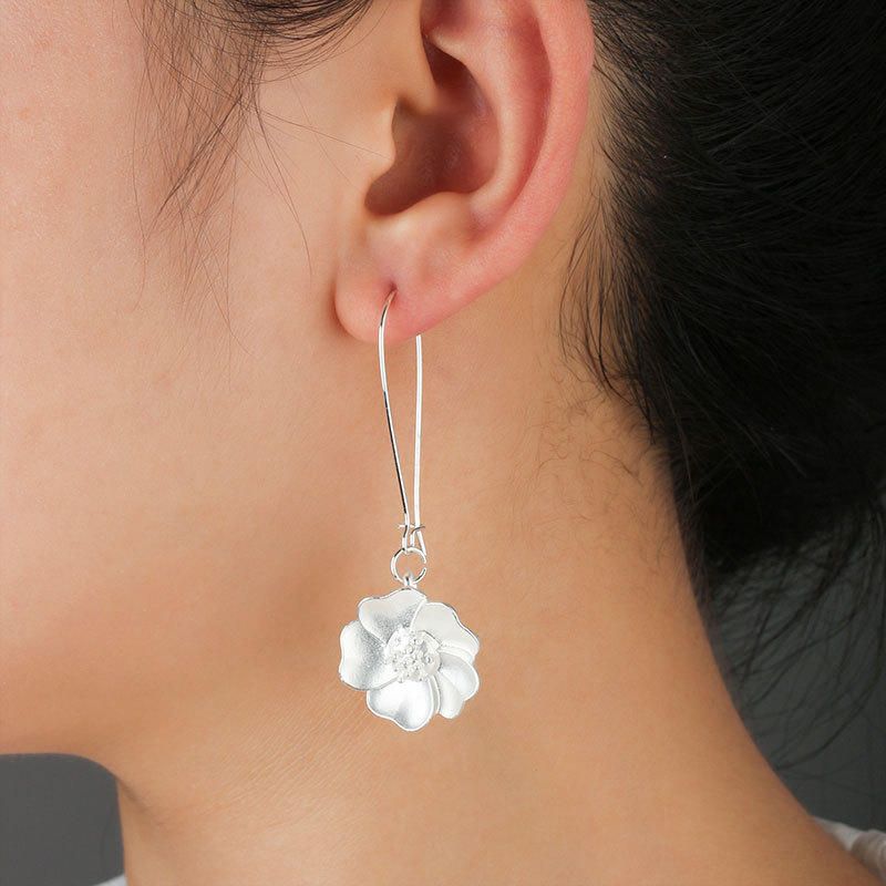 Pendientes De Gota De Flor De Jazmín De Moda Pendiente De Perforación Elegante Para Mujer