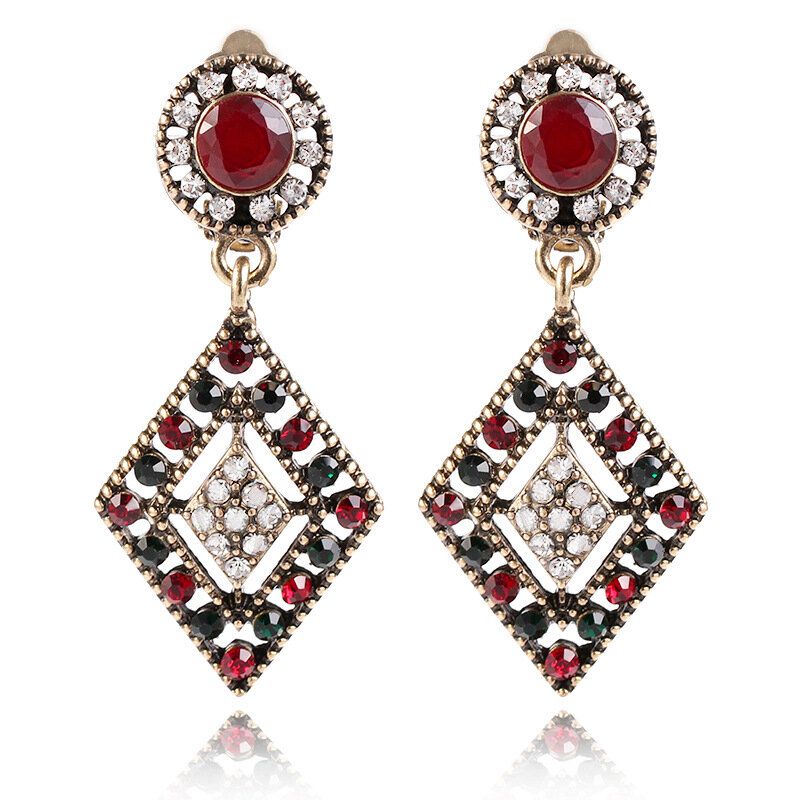 Pendientes De Gota De Oreja De Diamantes De Imitación Africanos Hallow Pendientes De Diamantes Brillantes Retro Para Mujeres