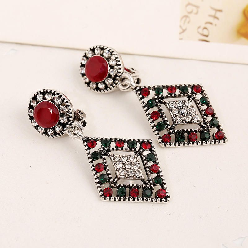 Pendientes De Gota De Oreja De Diamantes De Imitación Africanos Hallow Pendientes De Diamantes Brillantes Retro Para Mujeres