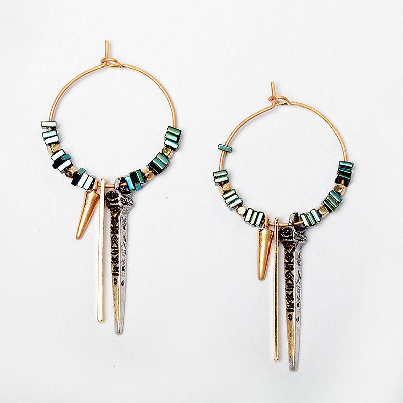 Pendientes De Textura De Mineral Verde Africano Pendiente De Gota De Oreja De Círculo Geométrico Para Mujer