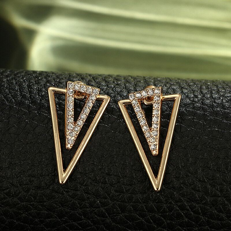 Pendientes De Triángulo Vintage Pendientes De Diamantes De Imitación Pendientes Colgantes Delanteros Para Mujer