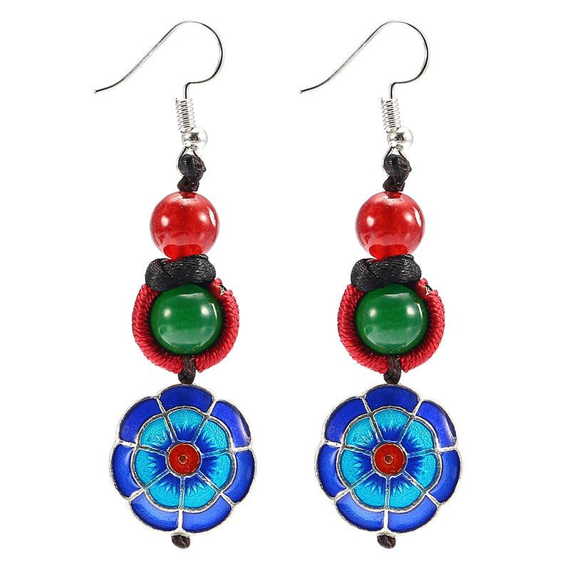 Pendientes Vintage De Ágata Con Borlas Y Borlas De Flores Retro Étnicas Para Mujer