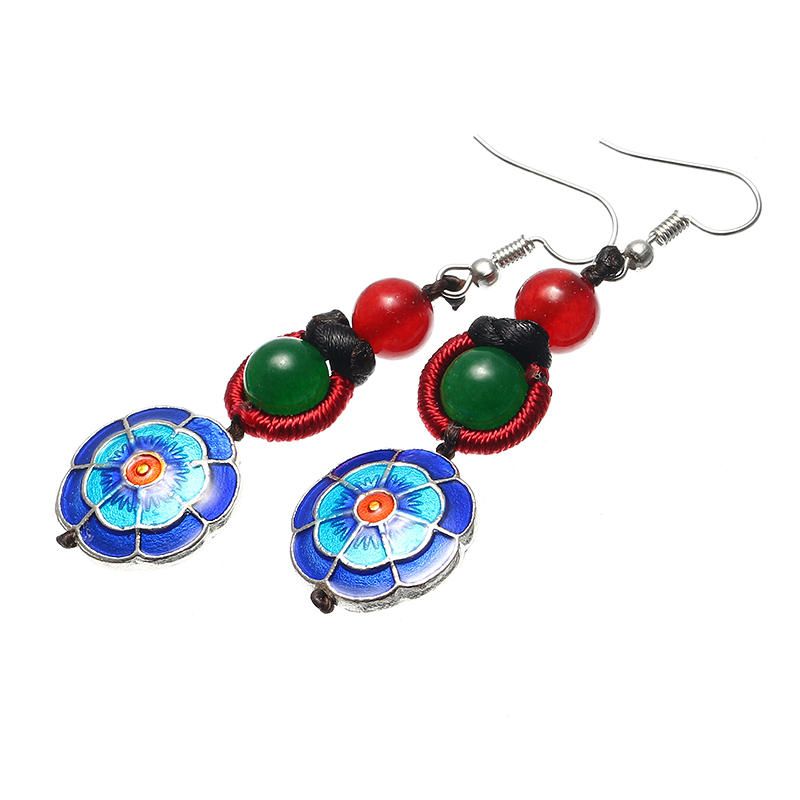 Pendientes Vintage De Ágata Con Borlas Y Borlas De Flores Retro Étnicas Para Mujer