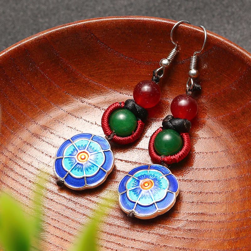 Pendientes Vintage De Ágata Con Borlas Y Borlas De Flores Retro Étnicas Para Mujer