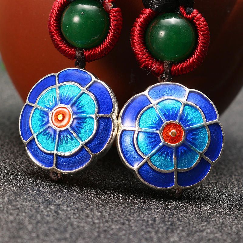 Pendientes Vintage De Ágata Con Borlas Y Borlas De Flores Retro Étnicas Para Mujer