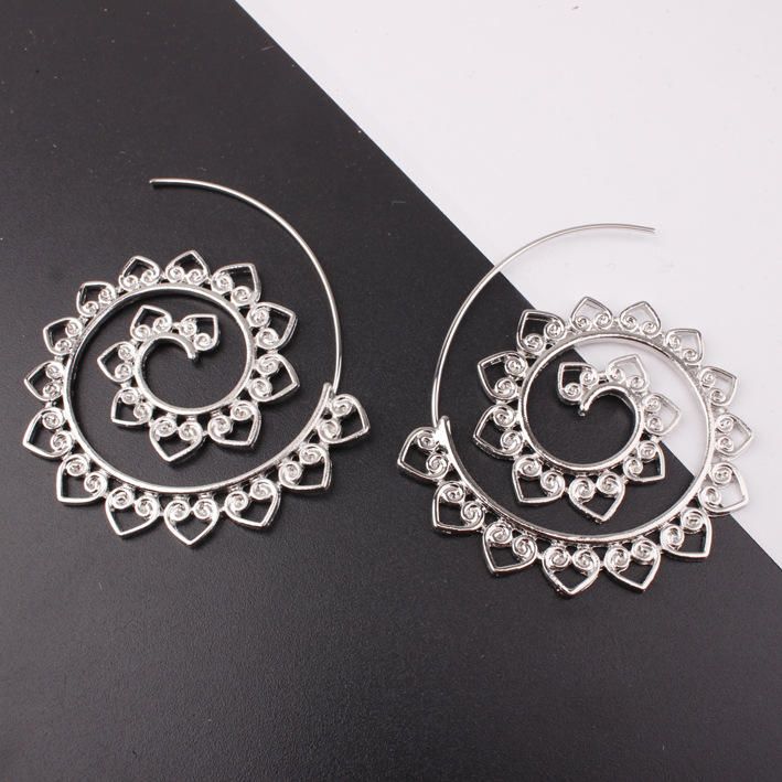 Trendy Big Circle Hoop Exagerado Espiral Corazón Pendientes En Forma De Gota Regalo Para Mujer