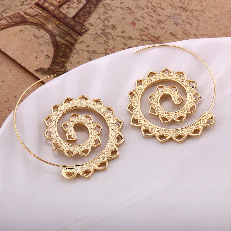 Trendy Big Circle Hoop Exagerado Espiral Corazón Pendientes En Forma De Gota Regalo Para Mujer