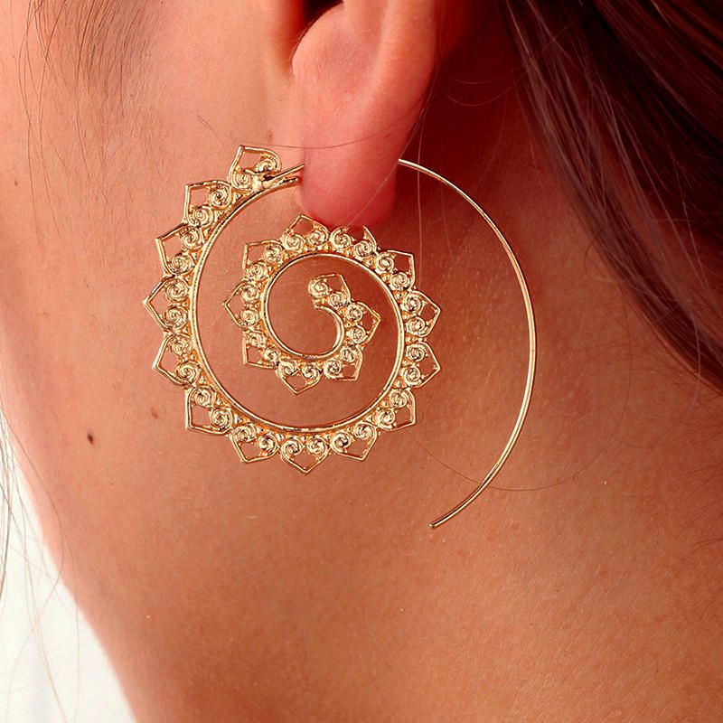 Trendy Big Circle Hoop Exagerado Espiral Corazón Pendientes En Forma De Gota Regalo Para Mujer