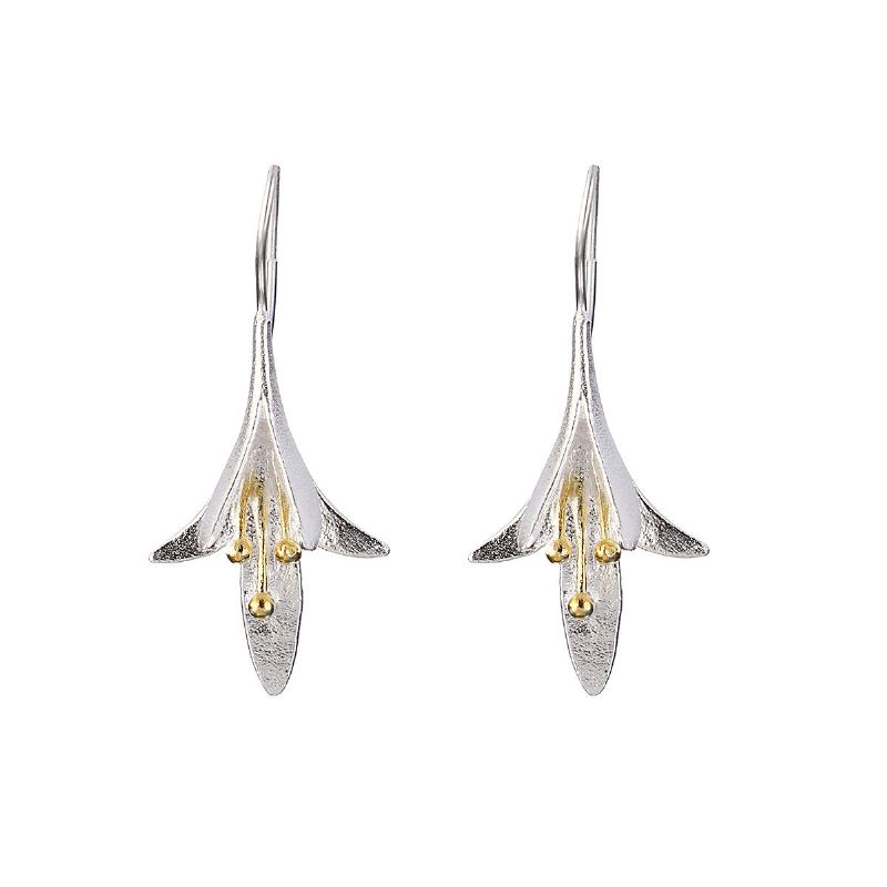 Trendy S925 Pendientes De Flor De Magnolia Delicados Con Forma De Gota De Plata Regalo Para Sus Mujeres