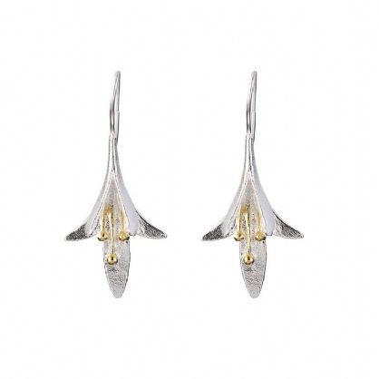 Trendy S925 Pendientes De Flor De Magnolia Delicados Con Forma De Gota De Plata Regalo Para Sus Mujeres