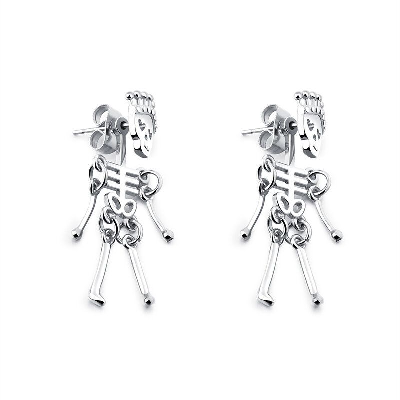 Unisex Retro Acero Inoxidable Ear Stud Skull Regalo Creativo Para Hombres Mujeres