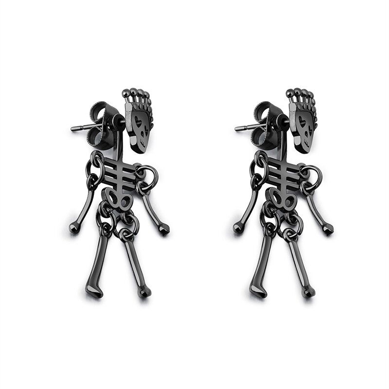 Unisex Retro Acero Inoxidable Ear Stud Skull Regalo Creativo Para Hombres Mujeres