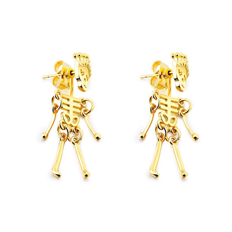 Unisex Retro Acero Inoxidable Ear Stud Skull Regalo Creativo Para Hombres Mujeres