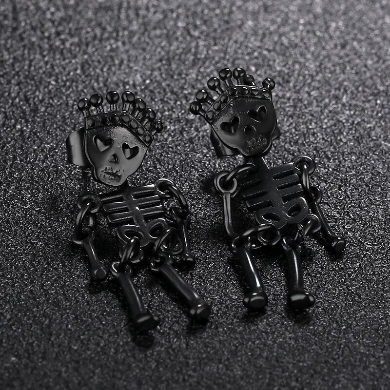 Unisex Retro Acero Inoxidable Ear Stud Skull Regalo Creativo Para Hombres Mujeres